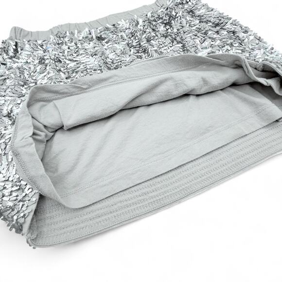 Crewcuts Silver Sequin Knit Mini Skirt Girls 8 Swifty Holiday Party Glam Lined - Picture 2 of 6